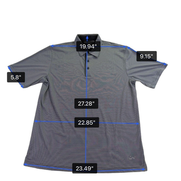 Greg Norman Play Dry Mens Gray Polyester Striped Polo Shirt  Size XL