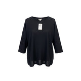 J. Jill Womens Black Linen-Blend 3/4 Sleeve Relaxed Fit Top Size L