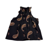 Rygrass Womens Black Paisley Tie-Neck Sleeveless Blouse Sz XL