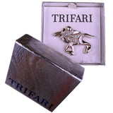 Trifari Womens Silver Tone Metal Abstract Animal Brooch With Rhinestones & Box