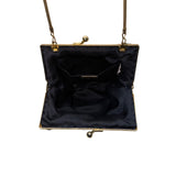 Carla Marchi Women’s Black Beaded Shell Design Metal Frame Evening Clutch