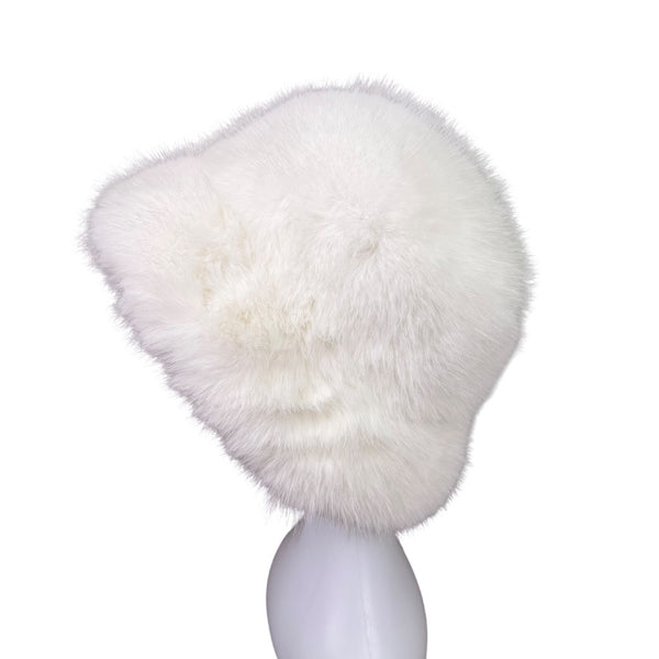 Faux Fur Womens White Bucket Hat Soft Winter Warm Lined Stylish Snow Cap OS