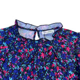 Simplefun Womens Blue Floral Blouse With Ruffled Sleeves Size M