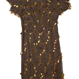 Oleg Cassini Womens Brown Silk Mesh Sequin Embellished Cocktail Dress Size 8