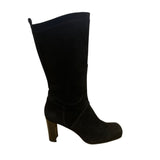 Stuart Weitzman Women’s Black Suede Knee-High Heeled Square Toe Boots Size 8.5M