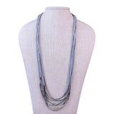 Loft Womens Gray/Silver-Tone Multi-Layer Cord Necklace With Metal Beads