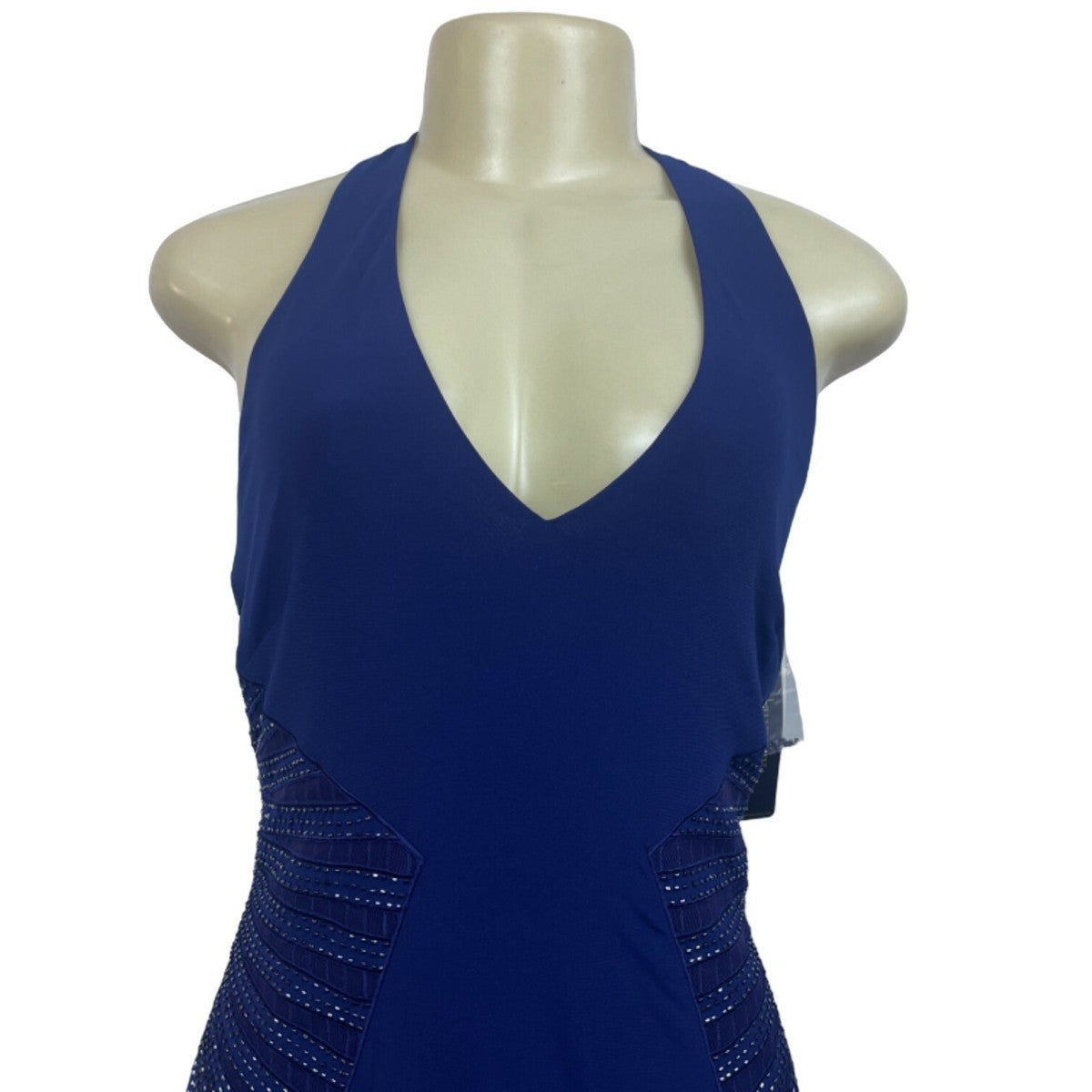 Laundry By Shelli Segal Womens Blue Polyester Spandex Halter Maxi Dress Size 4