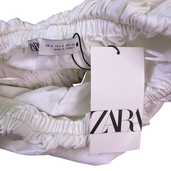 Zara Womens White Cotton Blend Strapless Elastic Bandeau Top Size S