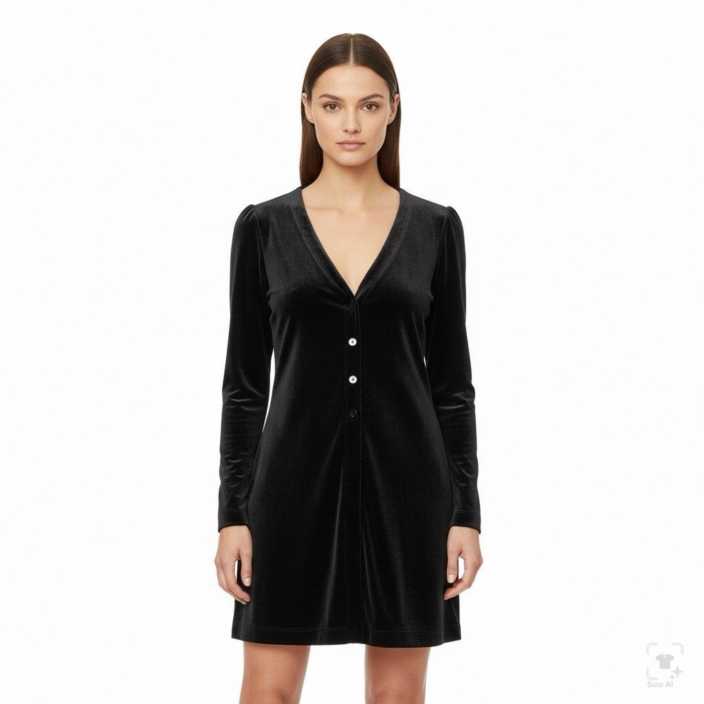 Linda Allard Ellen Tracy Womens Black Velvet Button Down Long Cardigan Size 10