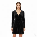 Linda Allard Ellen Tracy Womens Black Velvet Button Down Long Cardigan Size 10