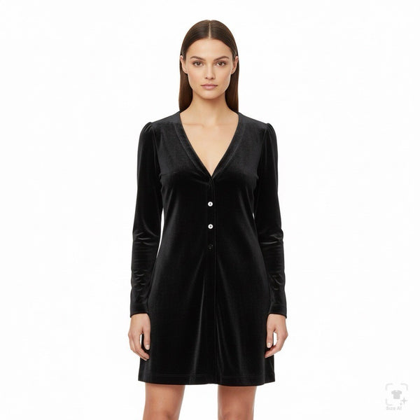Linda Allard Ellen Tracy Womens Black Velvet Button Down Long Cardigan Size 10