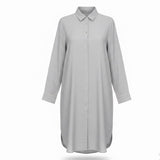 Chicos Womens Light Gray Linen-Blend Button-Down Long Shirt Dress Size 2P