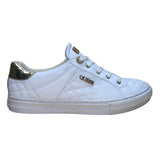Guess Women’s White Quilted With Gold Accents Lace-Up Loven Sneakers Size 10M