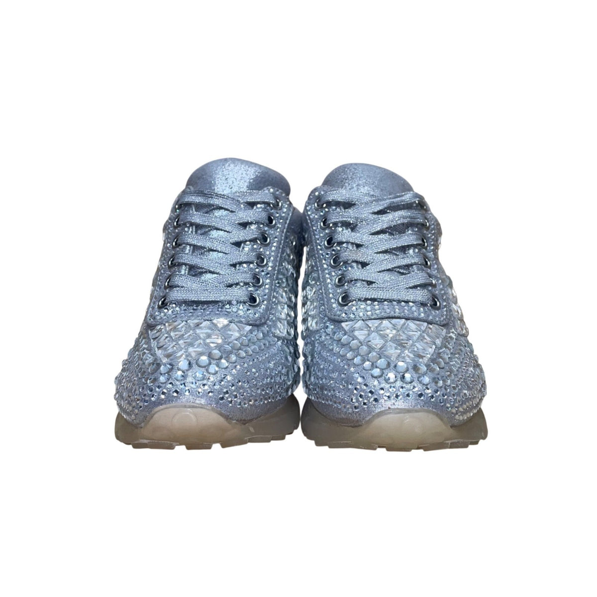 Steve Madden Women’s Silver Sparkle Rhinestone Embellished Carissa Sneakers 7.5M