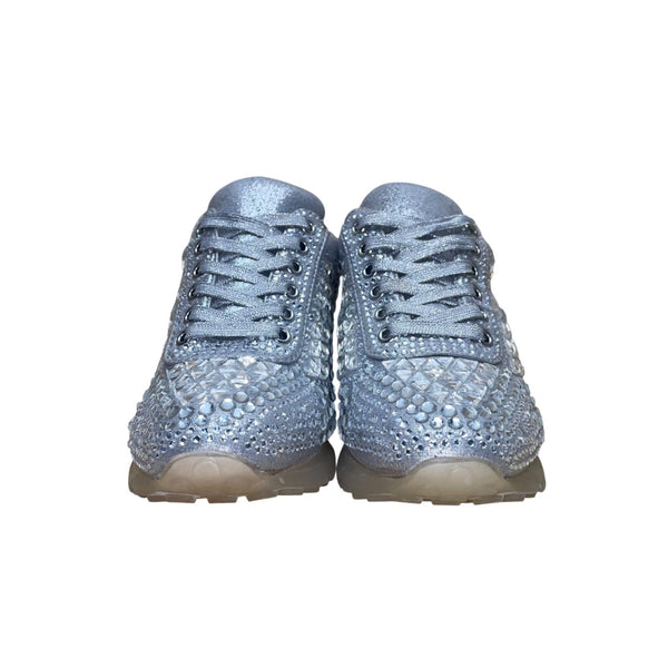 Steve Madden Women’s Silver Sparkle Rhinestone Embellished Carissa Sneakers 7.5M