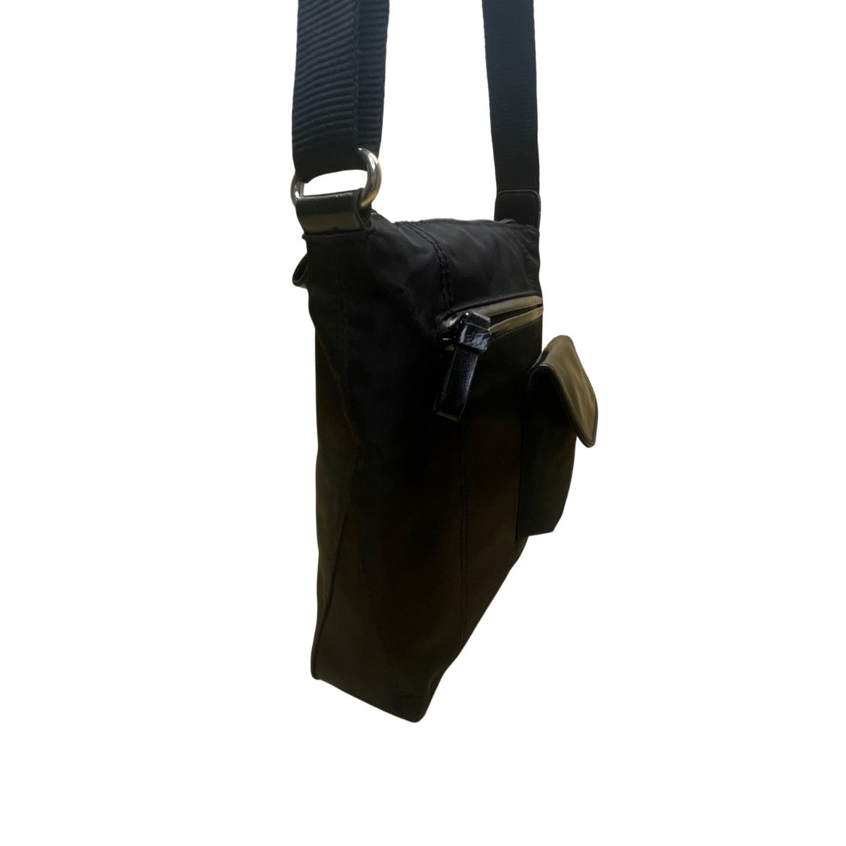 Nine & Co Women’s Black Nylon With Front Pockets Adjustable Strap Crossbody Bag