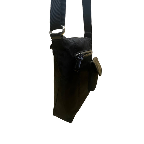 Nine & Co Women’s Black Nylon With Front Pockets Adjustable Strap Crossbody Bag