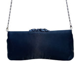 Lulu Townsend Women’s Black Satin With Ruched Detail Chain Strap Clutch Bag
