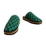 Women's Green & Black Wooven Quilted Pattern Slippers Sandals Size 9.5/10