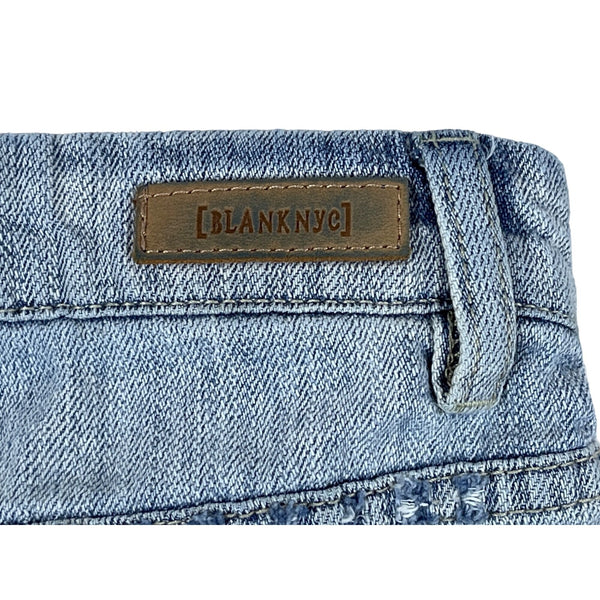 Blank Nyc Women's Light Blue Wedge Cut Off Embroidered Short Sz 28