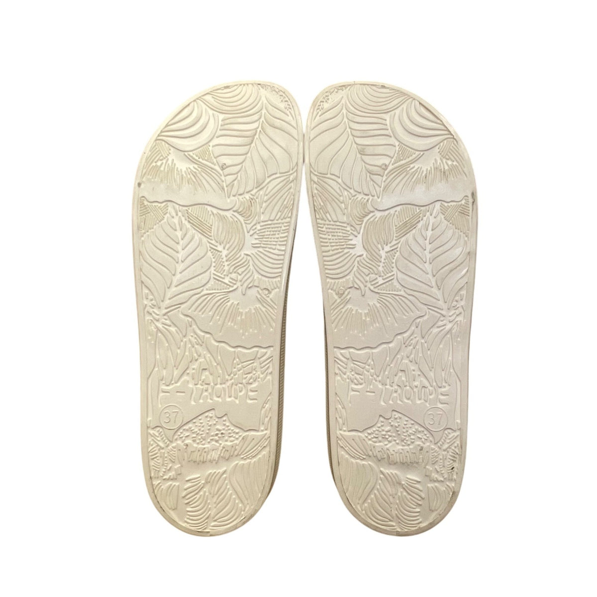 F-Troupe Women’s White PVC Buckle Strap Open Toe Sandals Size EU37/US7