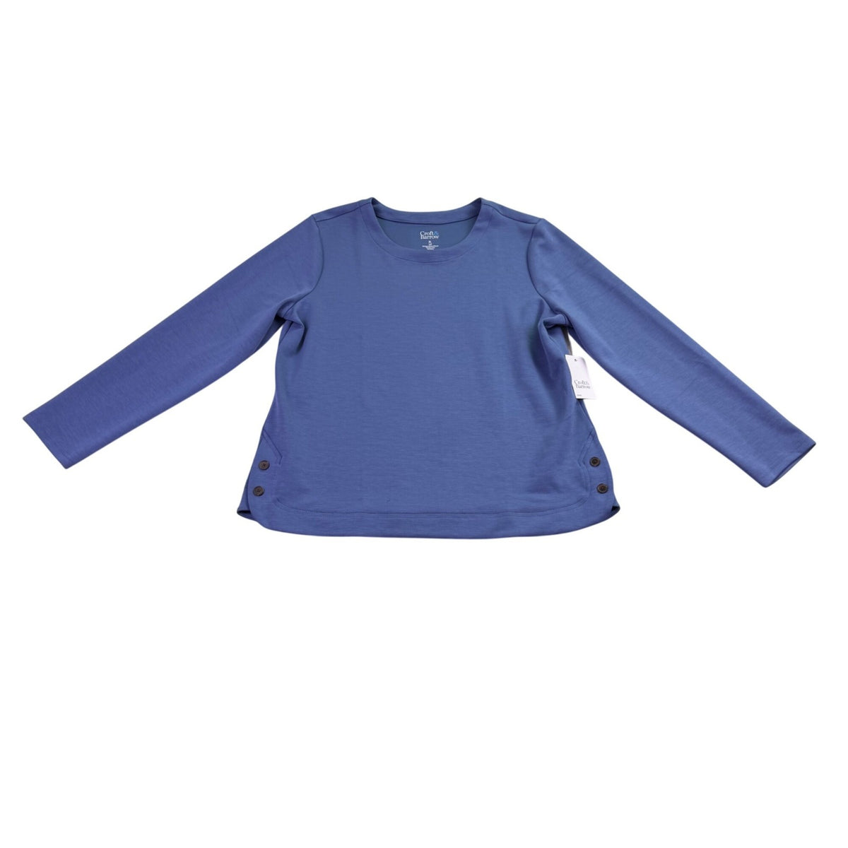 Croft & Barrow Womens Blue Button-Side Long Sleeve Top Sz PL
