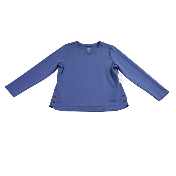 Croft & Barrow Womens Blue Button-Side Long Sleeve Top Sz PL