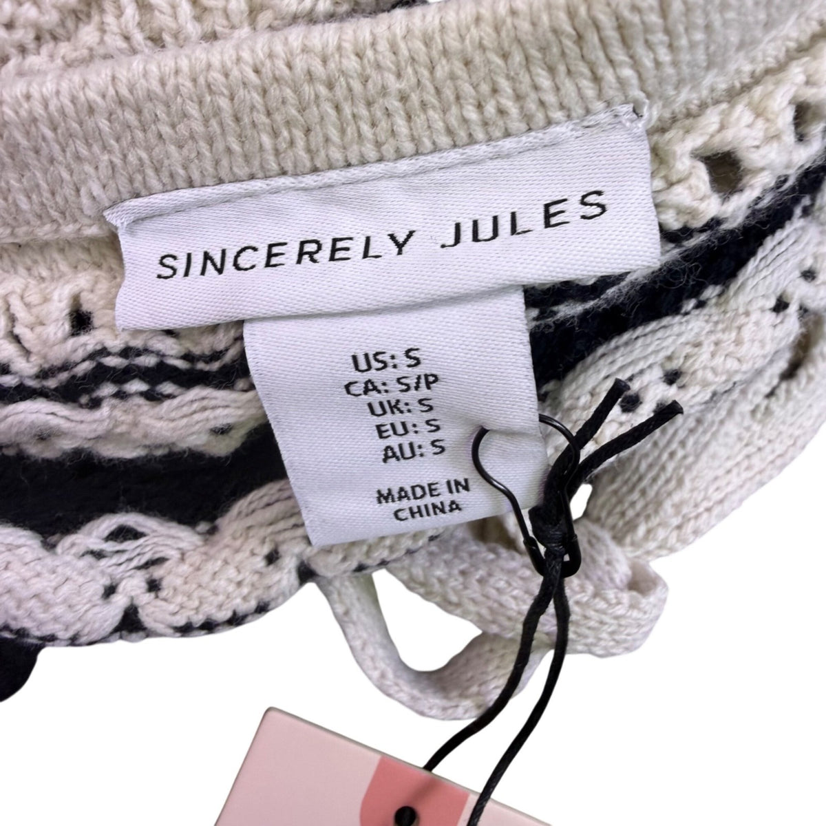 Sincerely Jules Womens Ivory & Black Crochet Halter Top Scallop Trim Size S
