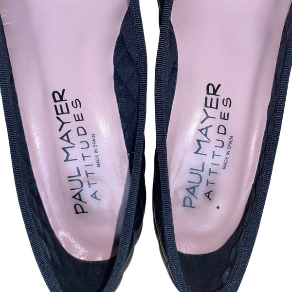Paul Mayer Women’s Black Quilted Leather Low-Heel Ballet Shoes Size 9.5/B