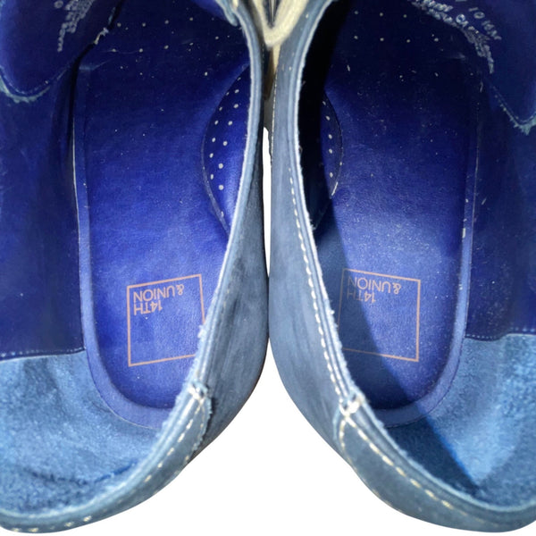 14th & Union Men’s Navy Leather Lace-Up Stitched Oxford Dress Shoes Size 10.5M
