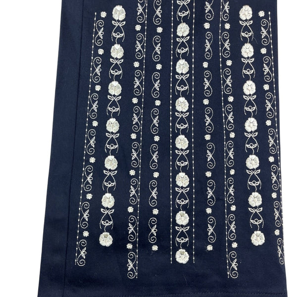 Inc Women’s Stretch Petite Black Flared Pants W/ Floral Embroidery Size 6P