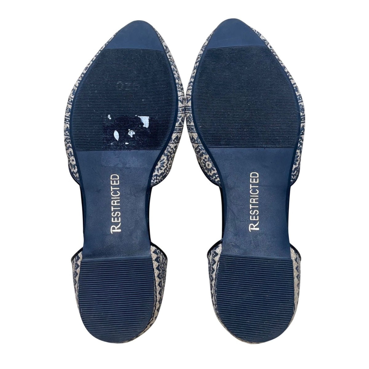 Restricted Women’s Natural & Black Tribal Print Slip-On D’Orsay Flats Size 6.5