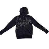 Adidas Mens Black Hooded Sweatshirt Logo Pullover Casual Size S