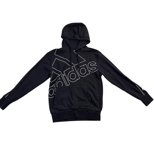 Adidas Mens Black Hooded Sweatshirt Logo Pullover Casual Size S