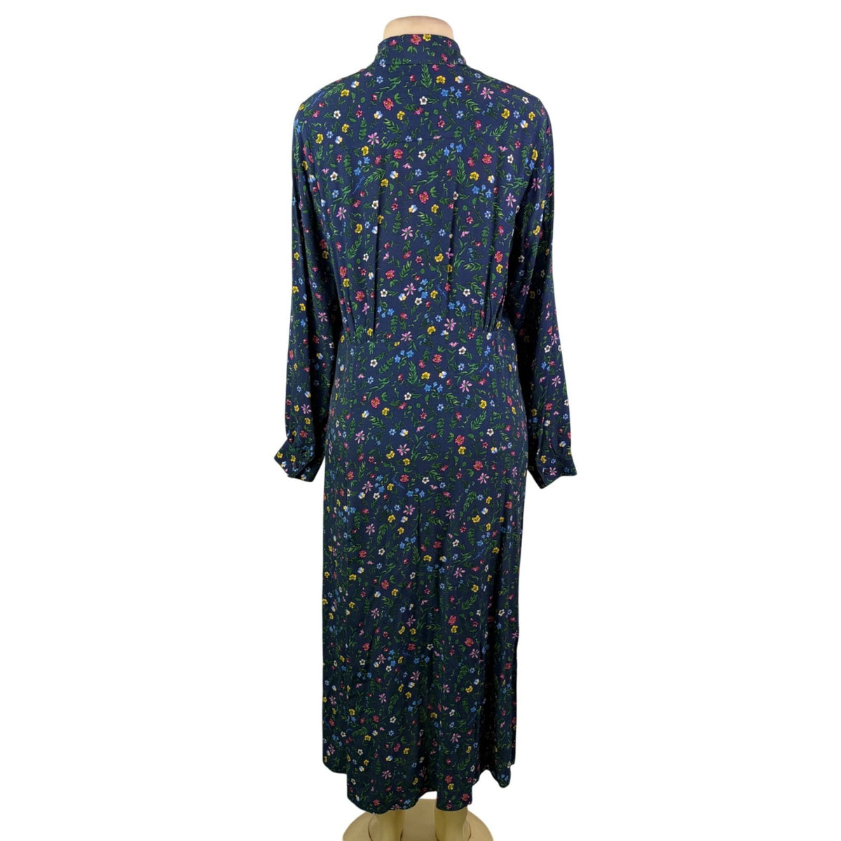 Pepe Jeans Womens Blue Floral Polyester Button-Down Midi Dress Size L