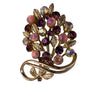 Vintage Gold Tone Womens Floral Rhinestone Brooch Purple & Multicolor Crystal