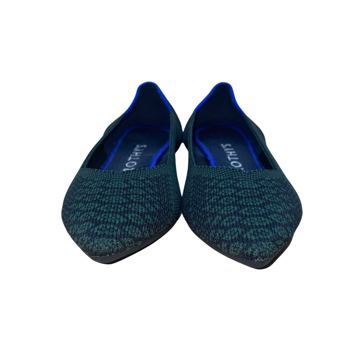 Rothys Women’s Green Blue Knit Pointed Toe Ballet Flats Size 5.5