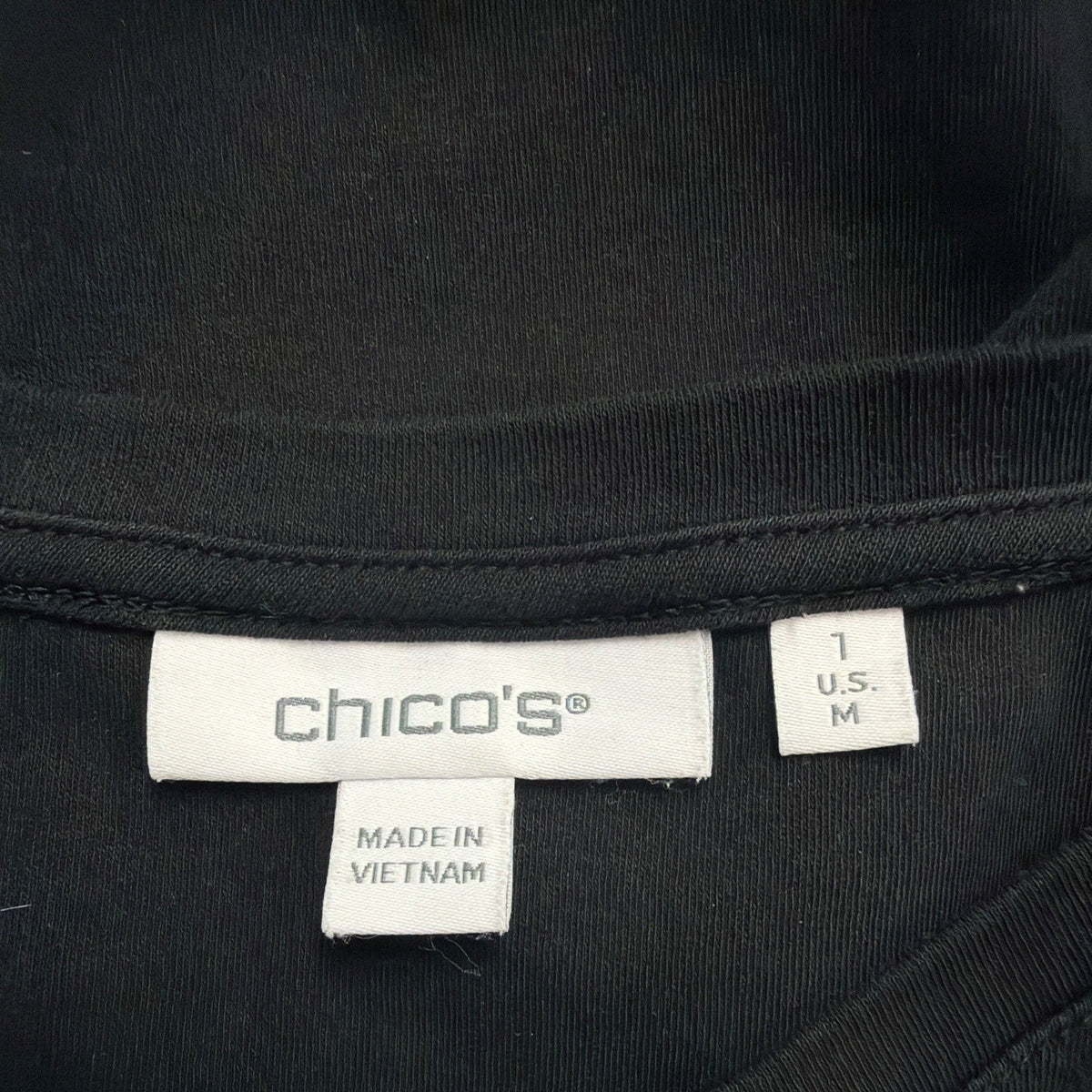 Chicos Womens Black Cotton Eyelet Short Sleeve Top Size 1 US M