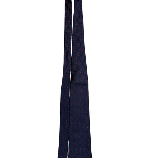 Holliday & Brown London Silk Tie Made In England Navy & Red Geometric Pattern