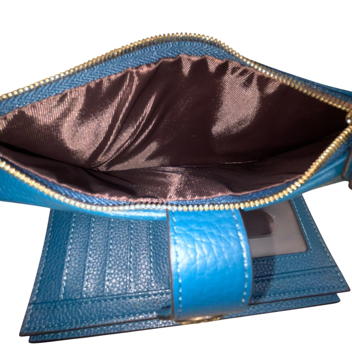 Travelambo Women’s Blue Faux Leather Wallet Clutch With Snap Button Closure
