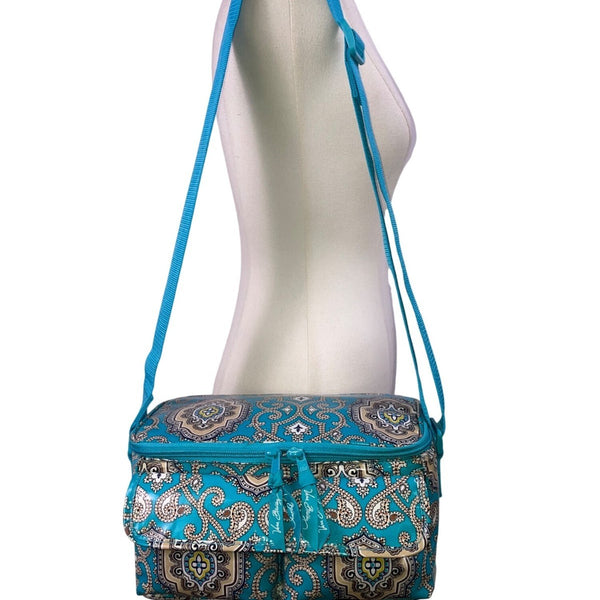 Vera Bradley Women’s Aqua & White Paisley Print Adjustable Strap Lunch Bag