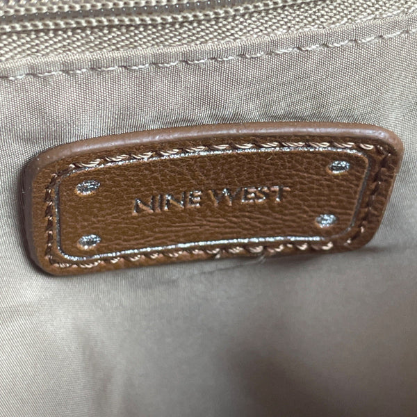 Nine West Women's Brown Leather Foldover Crossbody Purse Sz M