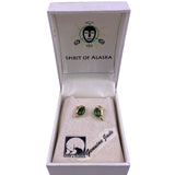 Spirit Of Alaska Womens Gold Tone & Jade Dolphin Earrings Gift Box 