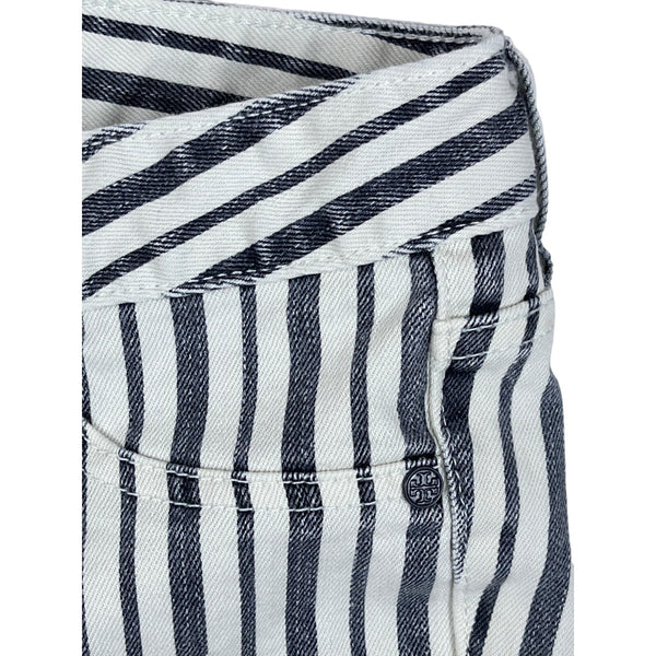 Tory Burch Women's White Blue Striped Marleen Stretchable Jeans Sz 26
