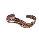 Vintage Womens Gold Tone Copper Southwestern Braid Cuff Bracelet 