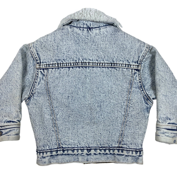 Levis Kids Sherpa Lined Denim Jacket Blue Faded Look Cozy & Stylish Outerwear