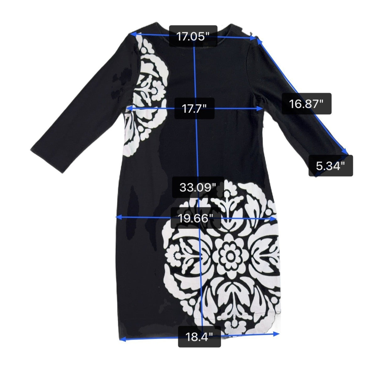 Just Taylor Womens Black & White Rayon/Nylon Patterned Shift Dress Size 14