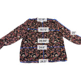 Loft Womens Black & Pink Paisley Print Long Sleeve Smocked Top Size XL