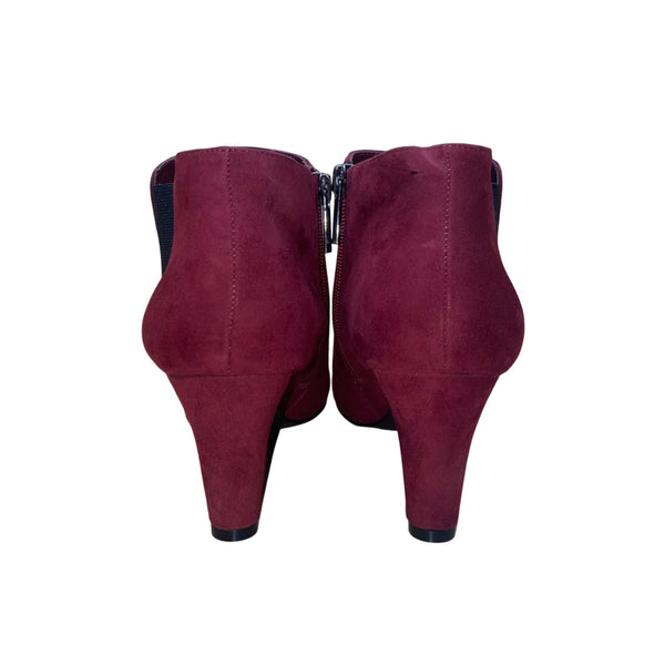 Bandolino Women’s Burgundy Suede Elastic Panel Zipper Closure Ankle Booties Sz 9