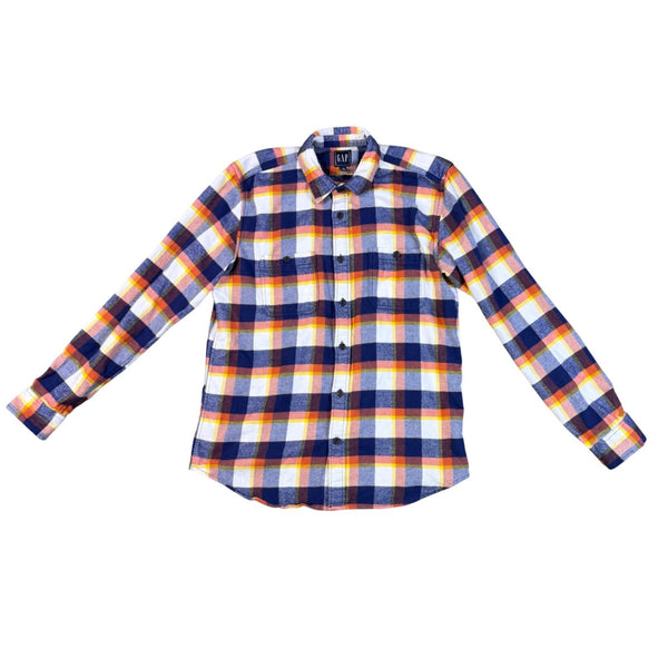 Gap Mens Multicolor Cotton Plaid Button-Front Flannel Shirt Long Sleeve Size M